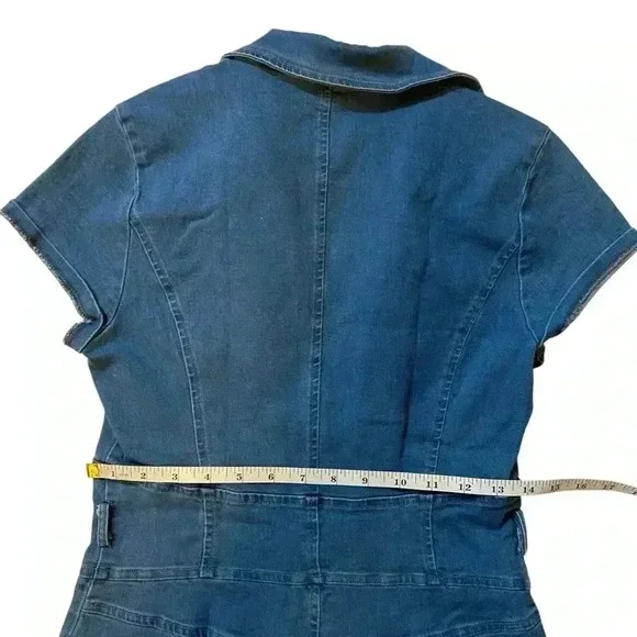 VGT Fashion Nova Women's Denim Zip Up Short Jumpsuit with 2 Front Pockets M - Picture 8 of 16